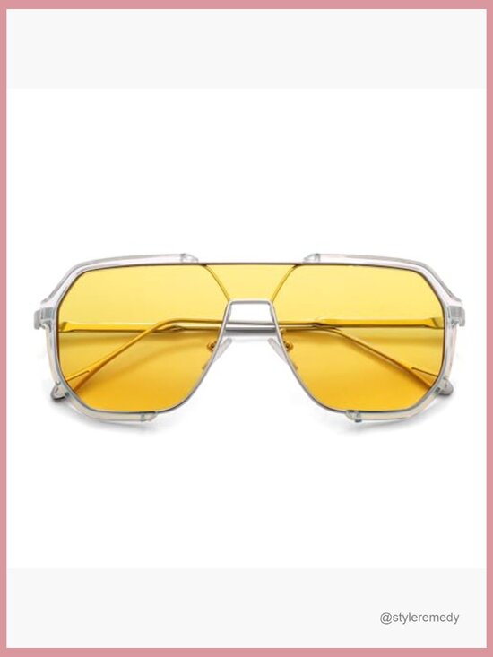 Metal Frame Square Aviator Sunglasses with UV Protection main image 2